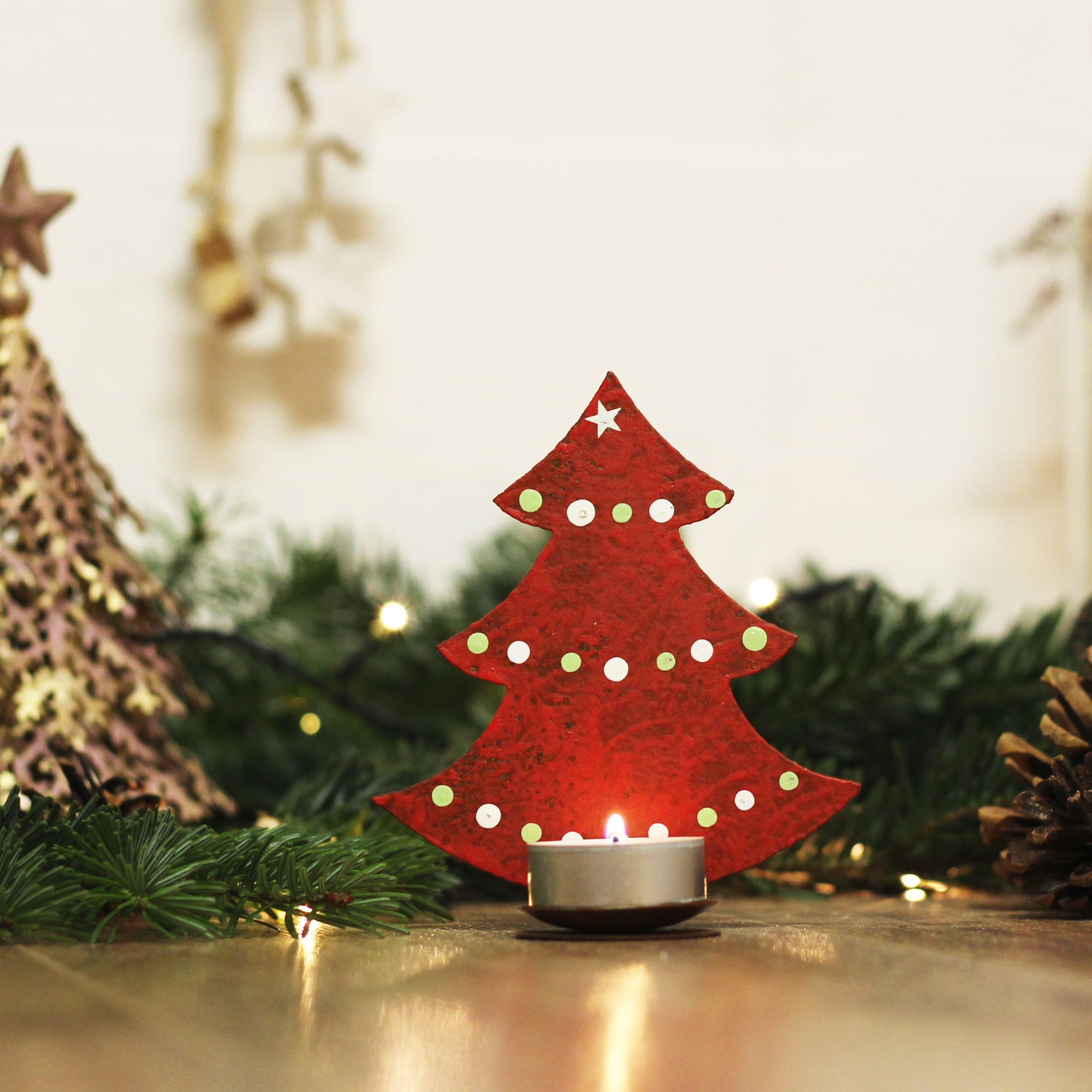 Teelichthalter Tannenbaum, Weihnachtsdeko rot kaufen