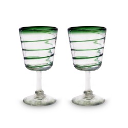 Cocktailgläser 2er Set grüner Rand, Mundgeblasene Gläser