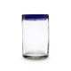 Mundgeblasenes Glas mit blauem Rand 450ml, Mexiko