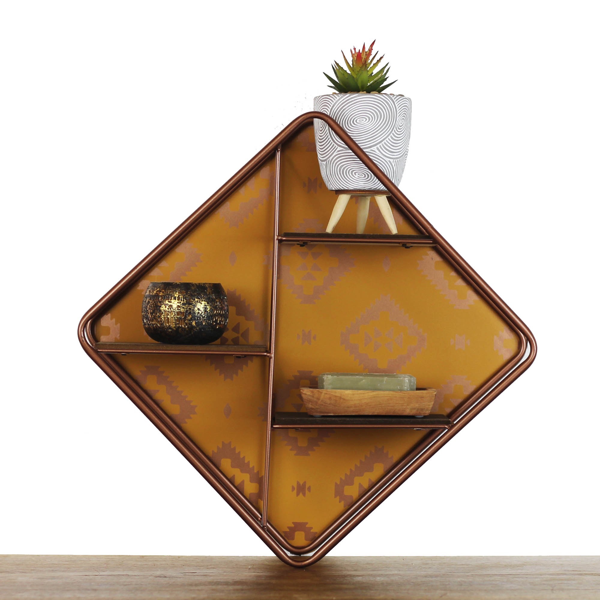 Kleines Regal braun aus Holz und Metall kaufen