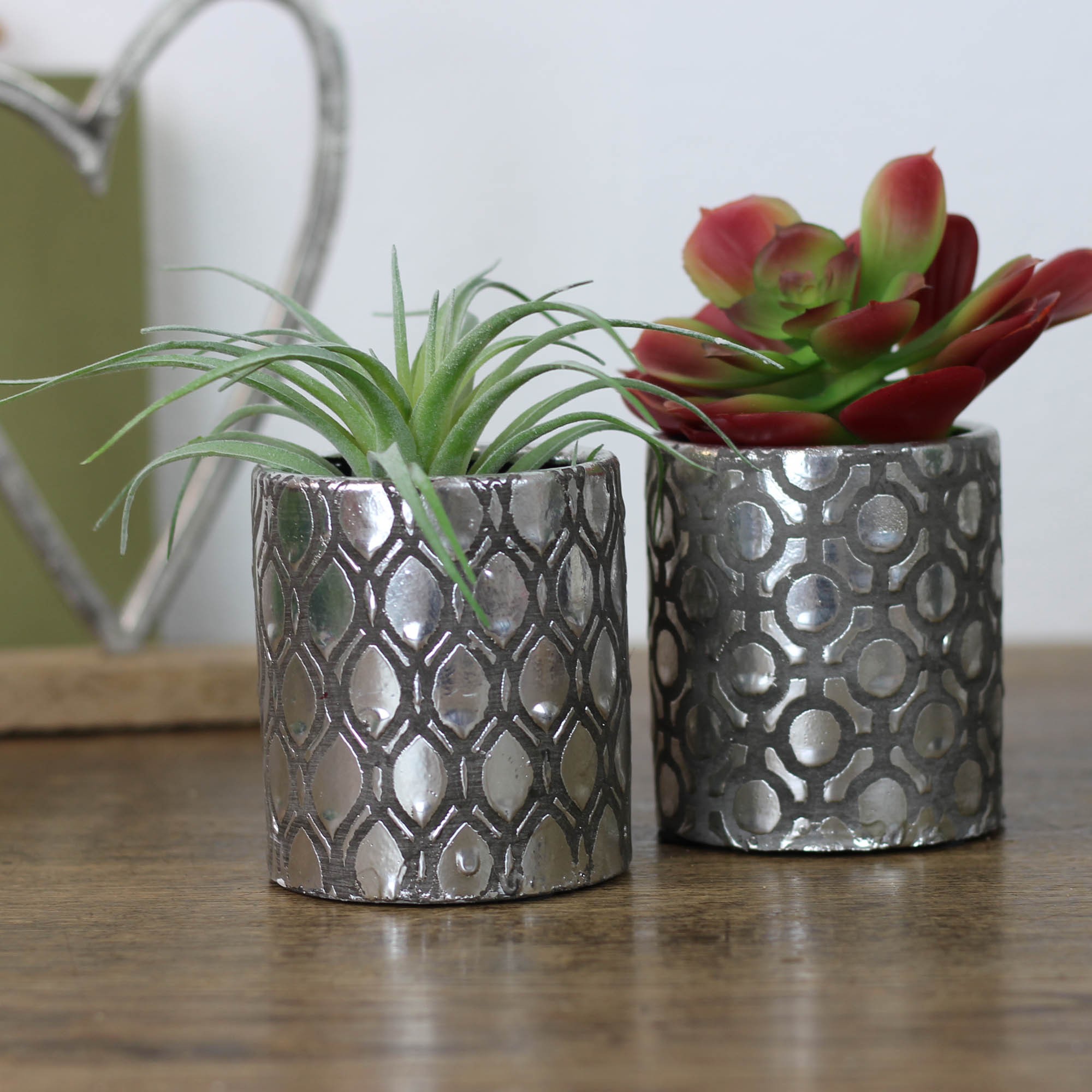 Blumentopf Keramik silber/schwarz Muster, 2er Set kaufen