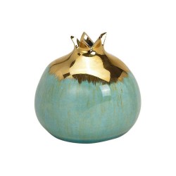 Vase Granatapfel aus Keramik Grün, gold