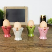 Eierbecher 4er Set, Huhn aus Keramik