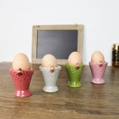 Eierbecher 4er Set, Huhn aus Keramik