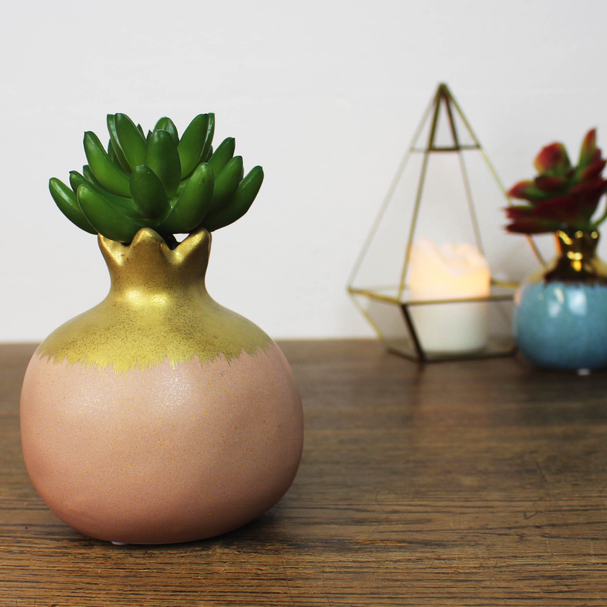 Vase aus Keramik Granatapfel Pink/Rosa, gold kaufen