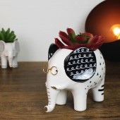 Blumentopf aus Keramik Elefant mit Brille Weiß