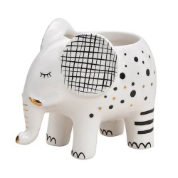 Blumentopf Elefant aus Keramik Weiß