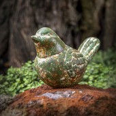 Mexikanische Dekofigur Vogel aus Ton in grün