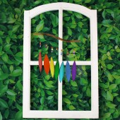 Fensterdeko Regenbogen 7 Blätter, Glas-Windspiel