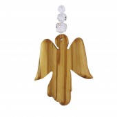 Fensterdeko aus Olivenholz Engel mit 3 Perlen