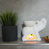 Duftlampe aus Keramik Elefant weiß
