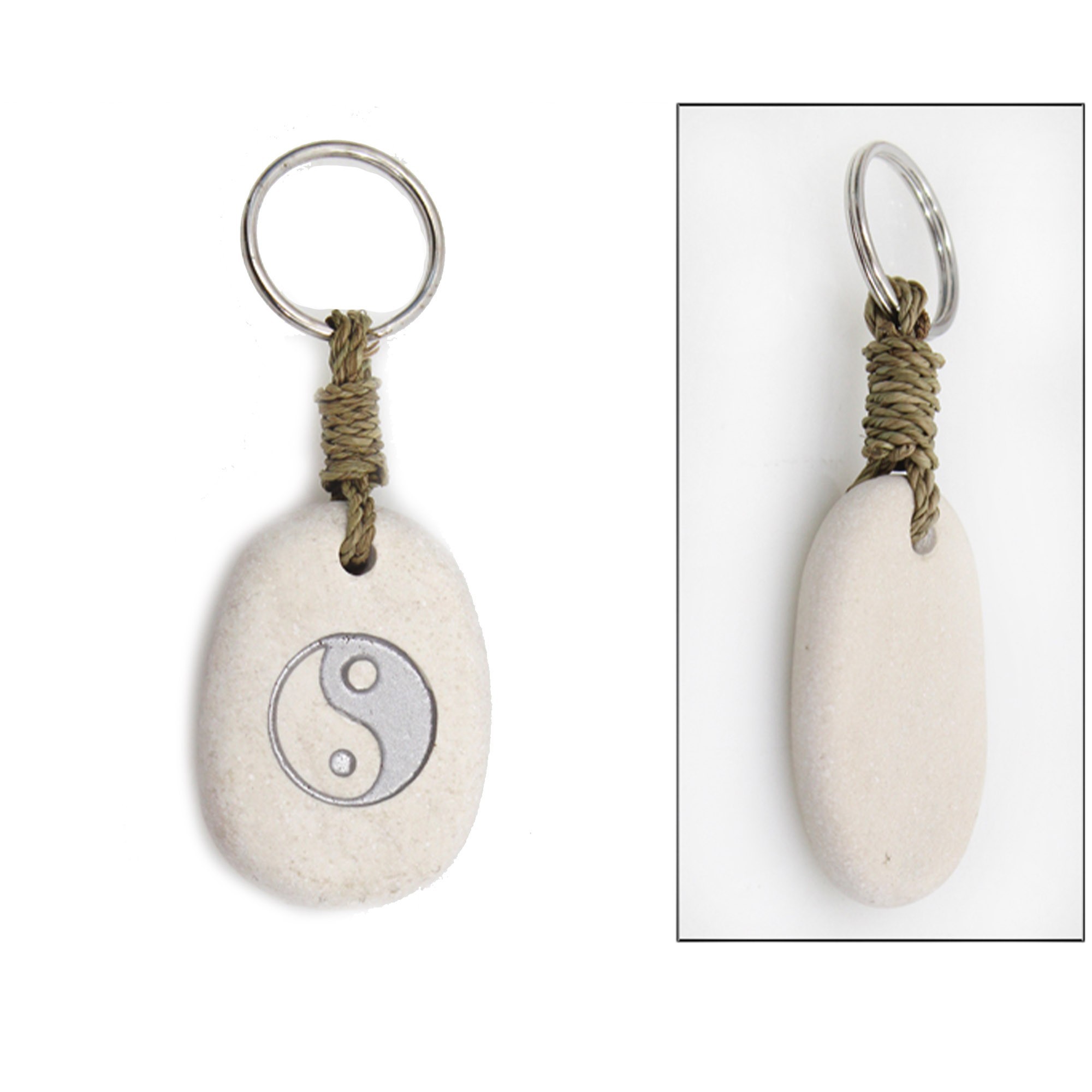 Schlüsselanhänger aus Stein mit Gravur Ying-Yang kaufen
