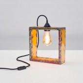 Quadratische Lampe aus Metallfässern aus Afrika