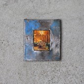 Bilderrahmen aus Metallfässern hellblau Passbilder