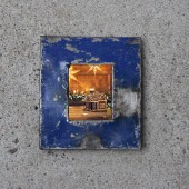 Bilderrahmen aus Metallfässern blau für Passbilder