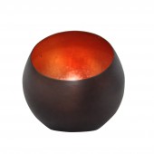 Teelichthalter Kugel, Globe bronze/kupfern 9cm