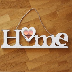 "Home"-Hänger m. Rupfenband aus Holz