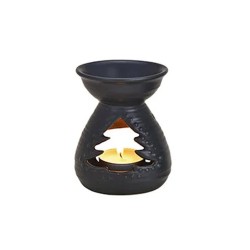 Handgemachte Duftlampe aus Keramik Tanne schwarz