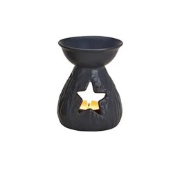 Handgemachte Duftlampe aus Keramik Stern schwarz