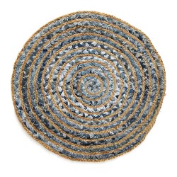 Fußmatte aus Recycling-Jeans und Kokosfaser rund