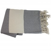 Handtuch Fouta grau-beige aus Baumwolle Handarbeit