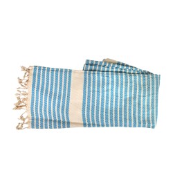 Handtuch hellblau-beige gestreift aus Baumwolle