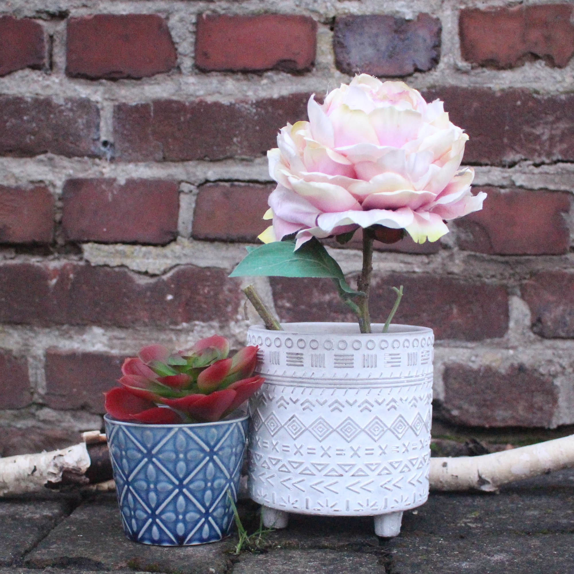 mitienda mit Liebe gemacht Blumentopf aus Keramik blau Blumenvase Pflanzentopf Pflanzenkübel 