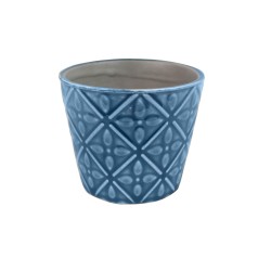 Blumentopf aus Keramik lila/ blau 14cm, handgemach