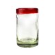 Saftglas mit rotem Rand 100ml , Trinkglas handmade