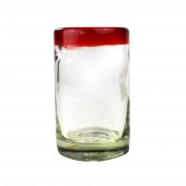 Mundgeblasenes Saftglas mit rotem Rand 100ml