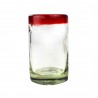 Saftglas mit rotem Rand 100ml, Trinkglas handmade