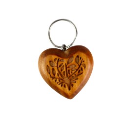 Schlüsselanhänger aus Holz Herz + Baum des Lebens