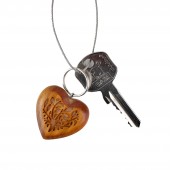 Schlüsselanhänger aus Holz Herz + Baum des Lebens