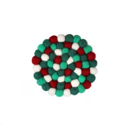 Topfuntersetzer aus Filz Bälle 10 cm grün/rot