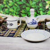 Tasse Nabeul aus Keramik weiß handbemalt, Tunesien