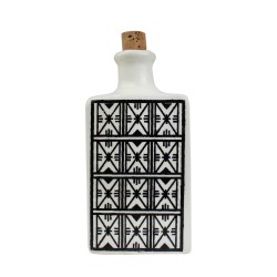 Ölflasche Keramik Ara weiß/schwarz aus Tunesien