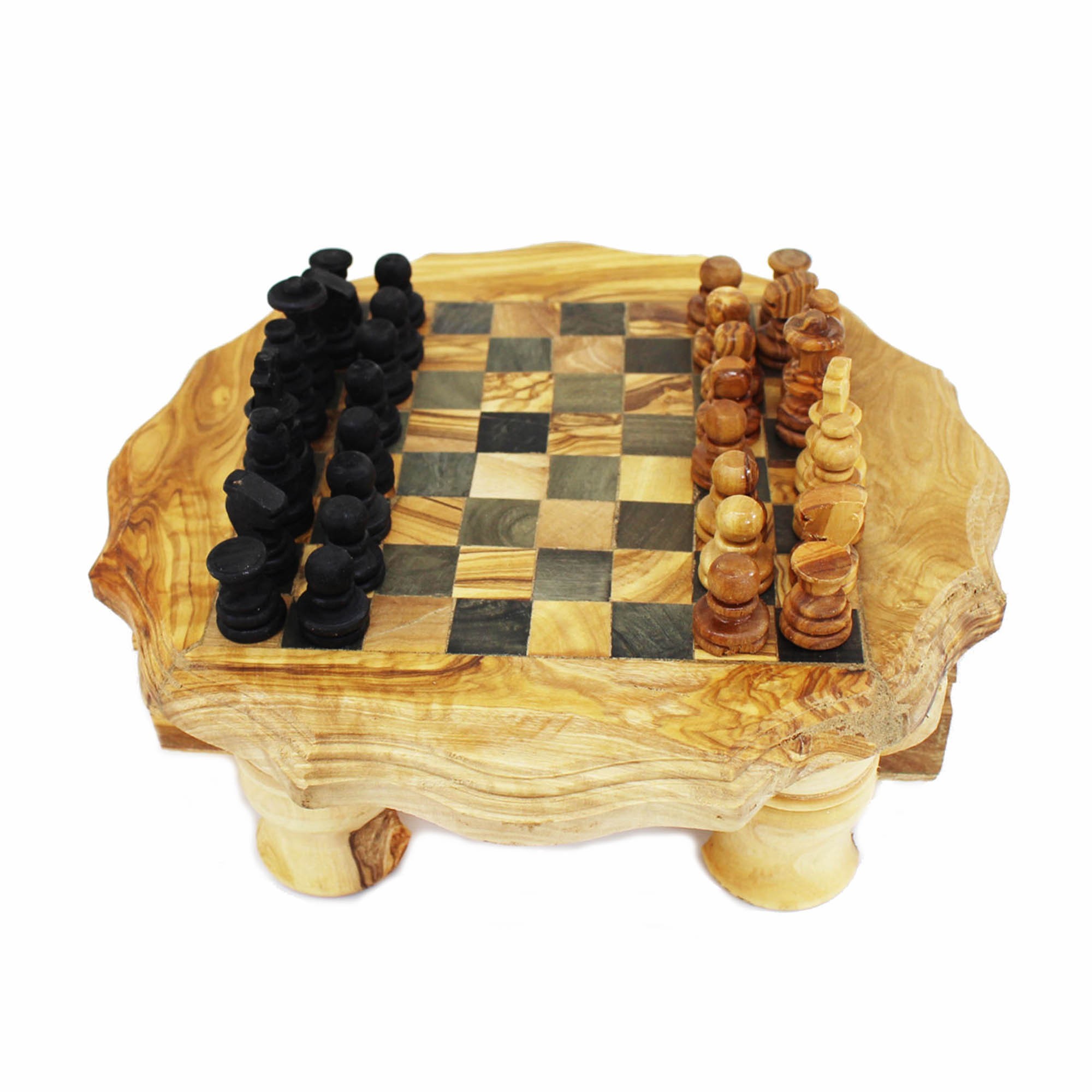 Schachspiel aus Olivenholz, Schachtisch Ø23cm kaufen