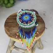 Huichol Halskette Damen weiß, Retro-Schmuck Mexiko