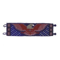 Perlenarmband aus Mexiko breit Adler blau Unisex