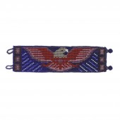 Perlenarmband aus Mexiko breit Adler blau Unisex