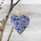 Deko-Hänger Herz aus Metall blau geblümt