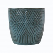 Übertopf aus Keramik geometrisch blau 14cm Modern