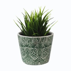 Übertopf aus Keramik Mosaik Kaktus grün 14cm