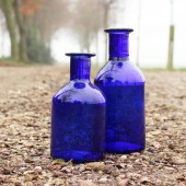 Dekovase aus Recyclingglas blau Botella klein