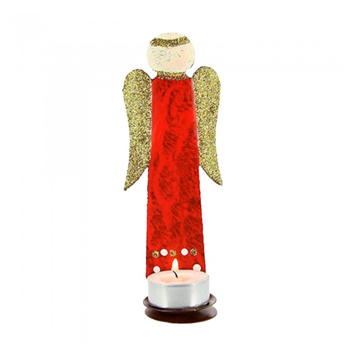 Teelichthalter Engel rot, Weihnachtsdeko