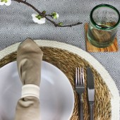 Tischset aus Seegras weiß rund, handgemacht