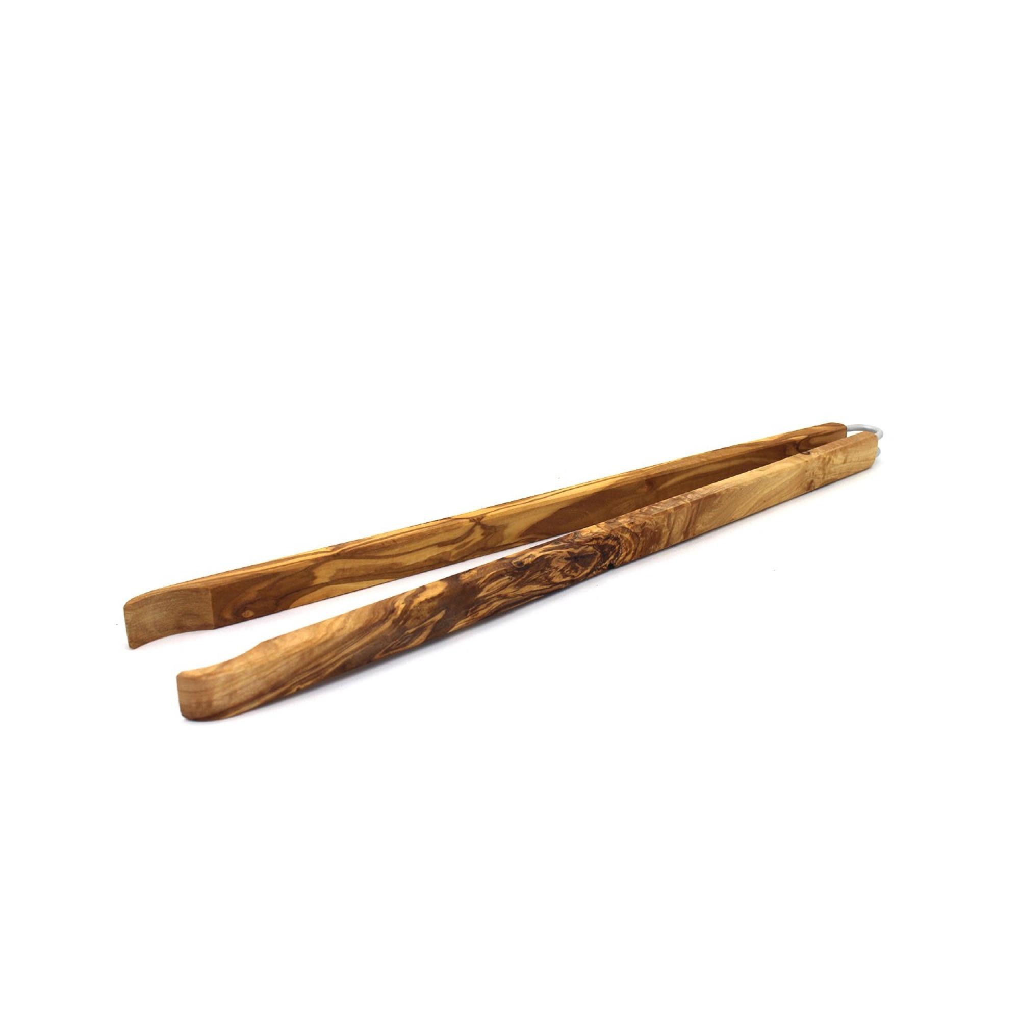 VIAMO Premium Grillzange Holz 42 cm aus Buchenholz und Edelstahl mit Geschenkverpackung 