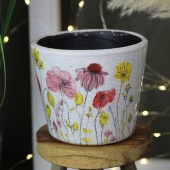 Blumentopf aus Keramik Primavera 14cm weiss rosa
