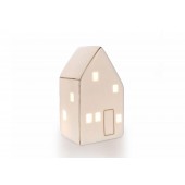 LED-Haus mit Goldrand weiß-glänzend