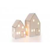 LED-Haus mit Goldrand weiß-glänzend